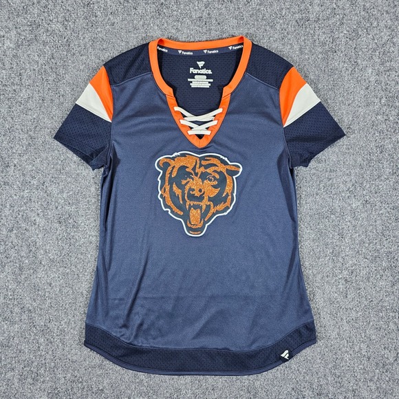 Fanatics Tops - Fanatics Chicago Bears T-Shirt Lace Up Glitter Logo Football Jersey‎ Womens XS